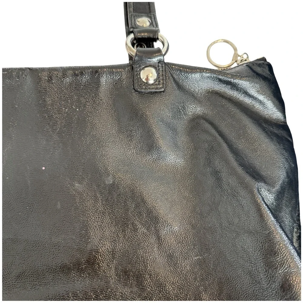 COACH Poppy Large Patent‎ Leather Handbag Shoulder Bag 15791 Black Y2K 2000s - Picture 11 of 16
